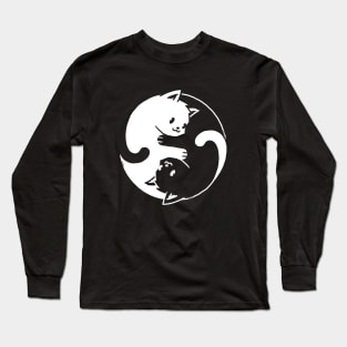 Yin Yang Cat Black & White Long Sleeve T-Shirt